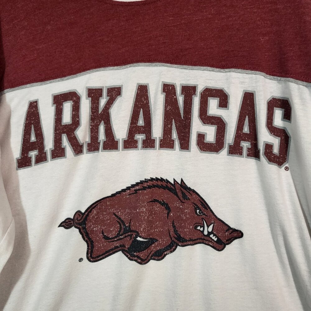 Champion Woman's Long Sleeve T Shirt Distressed Arkansas Razorbacks Size Large - Picture 3 of 8